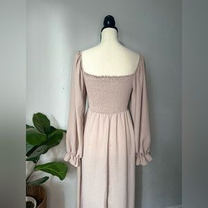Cream smocked midi dress